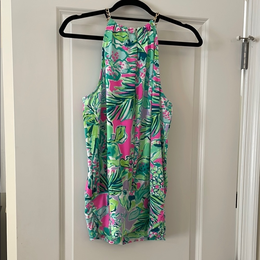 Lilly Pulitzer Tank Top with Gold Chain neckline - Picture 7 of 10